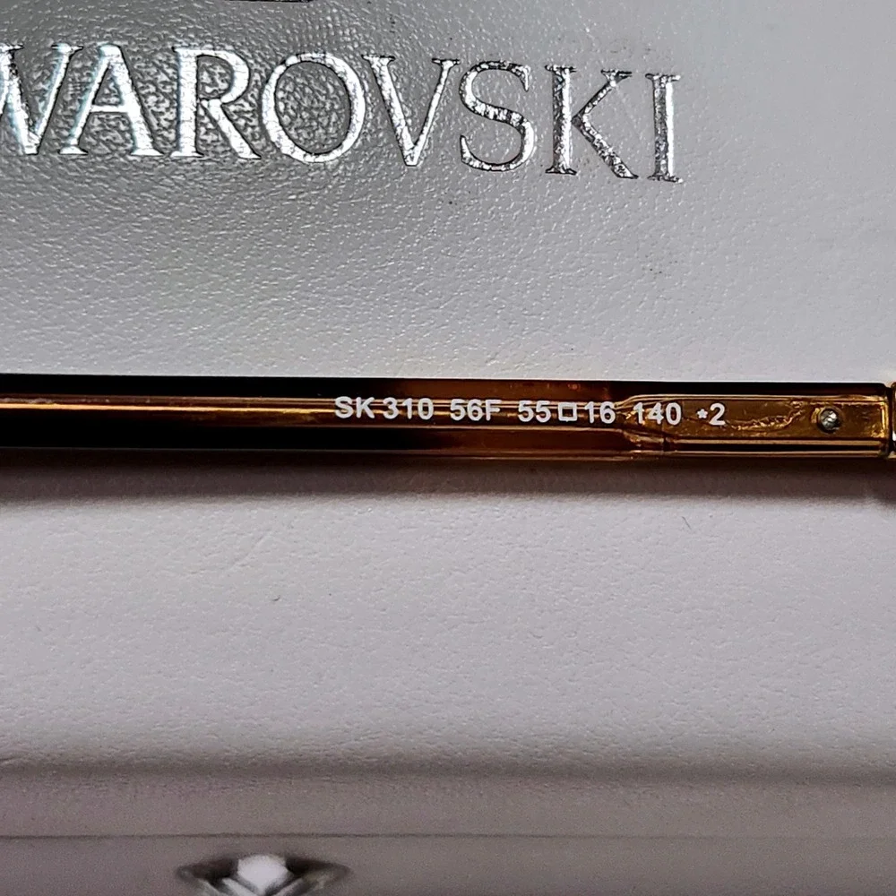 Swarovski Brown Tortoiseshell Cat Eye Sunglasses with Crystal Temples and Case